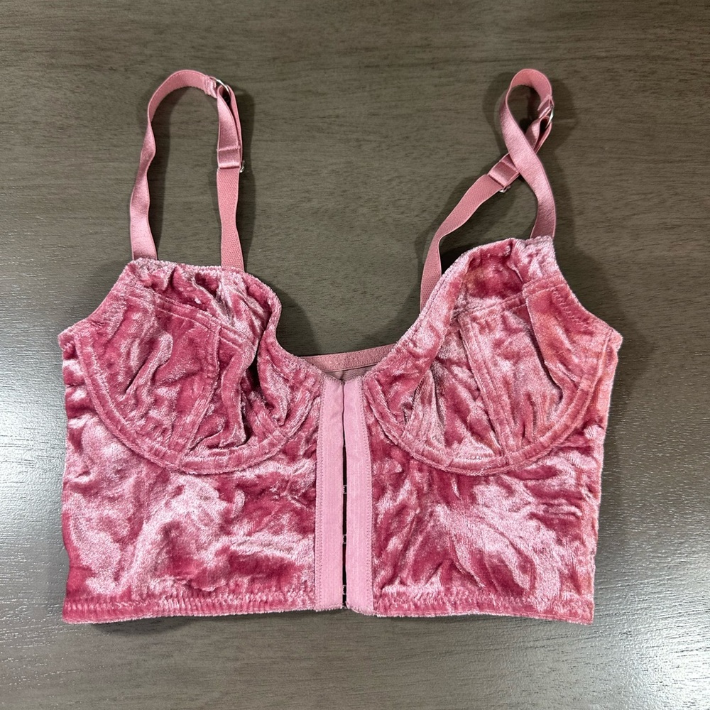 Topshop pink velvet bra/corset